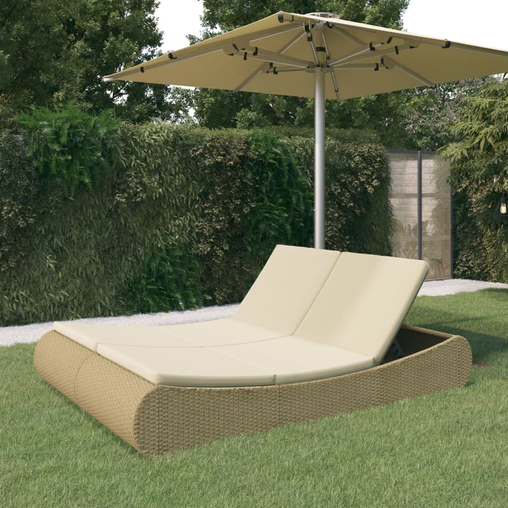 Outdoor Sonneninsel Beige Poly Rattan