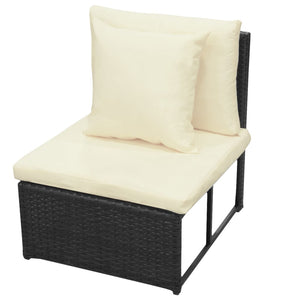 8-tlg. Garten-Lounge-Set mit Auflagen Poly Rattan Schwarz