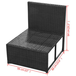 8-tlg. Garten-Lounge-Set mit Auflagen Poly Rattan Schwarz
