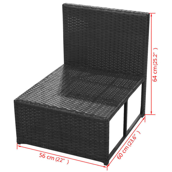 8-tlg. Garten-Lounge-Set mit Auflagen Poly Rattan Schwarz