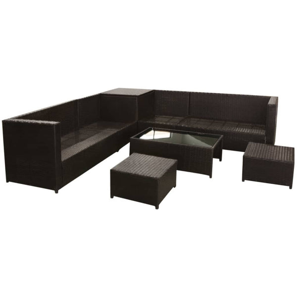 8-tlg. Garten-Lounge-Set mit Auflagen Poly Rattan Braun