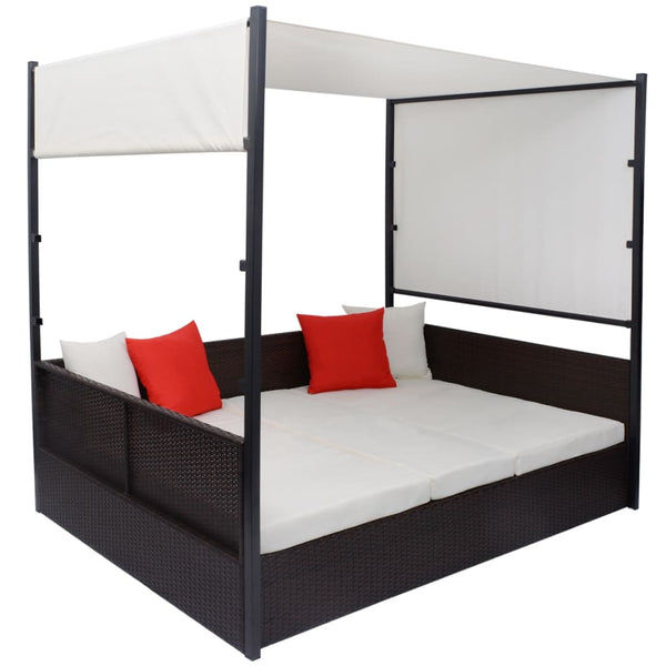 Gartenbett mit Baldachin Braun 190x130 cm