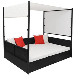 Gartenbett mit Baldachin 190x130 cm Schwarz