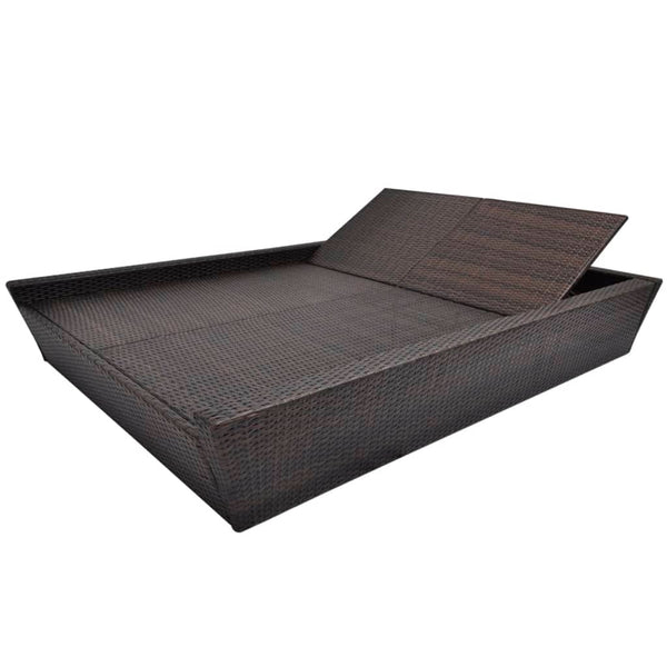 Poly Rattan Outdoor Lounge Bett Braun