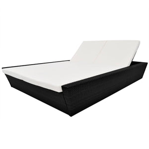 Poly Rattan Outdoor Lounge Bett Schwarz