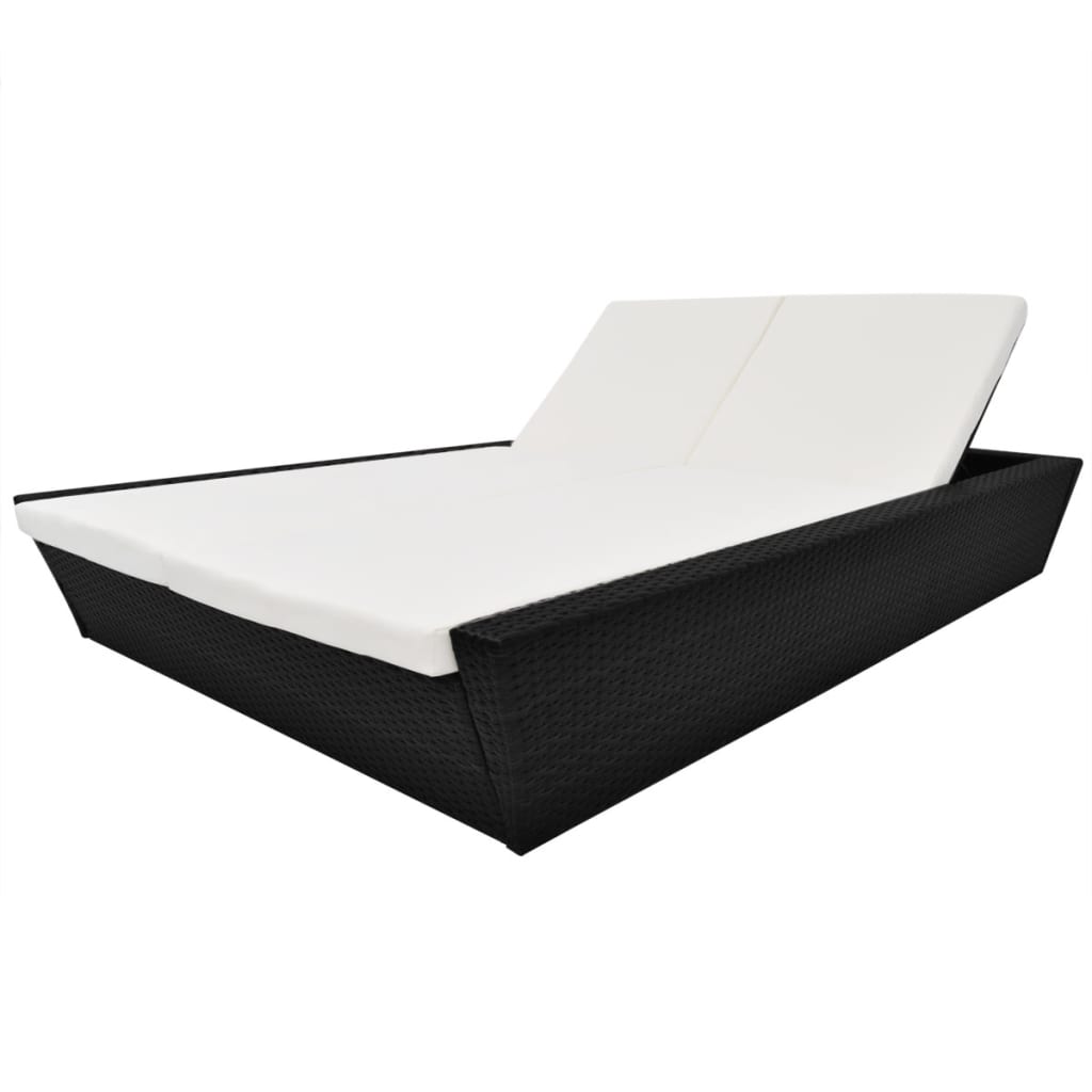 Poly Rattan Outdoor Lounge Bett Schwarz