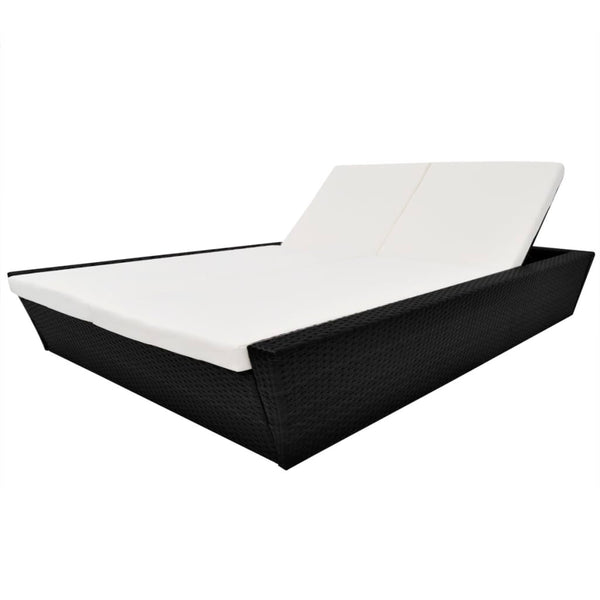 Poly Rattan Outdoor Lounge Bett Schwarz