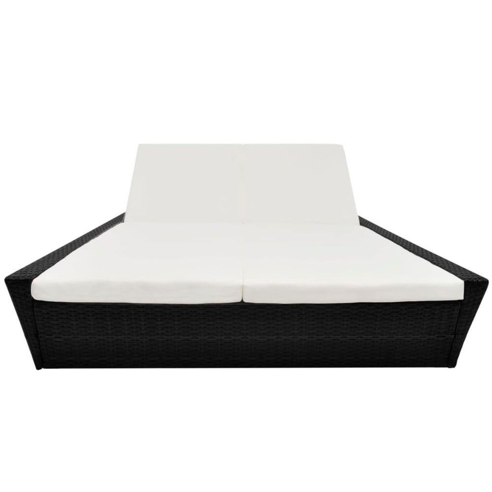Poly Rattan Outdoor Lounge Bett Schwarz