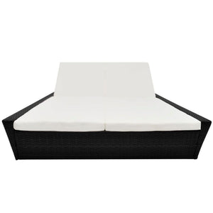 Poly Rattan Outdoor Lounge Bett Schwarz