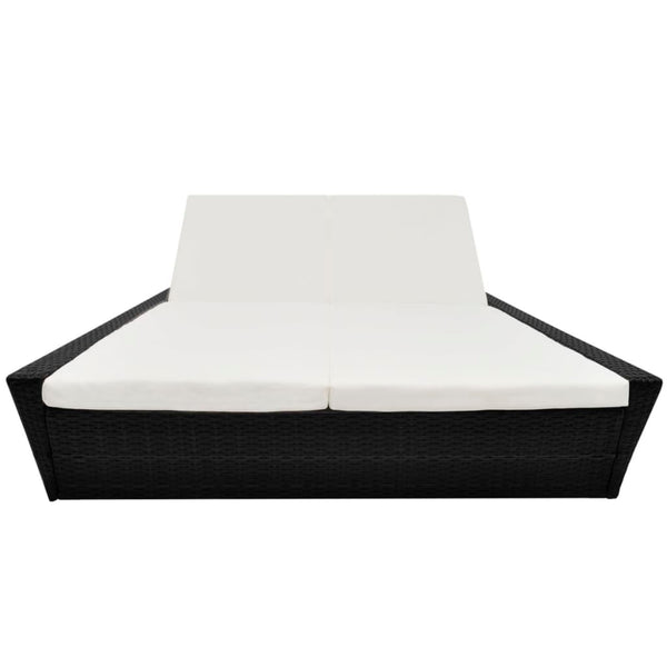 Poly Rattan Outdoor Lounge Bett Schwarz