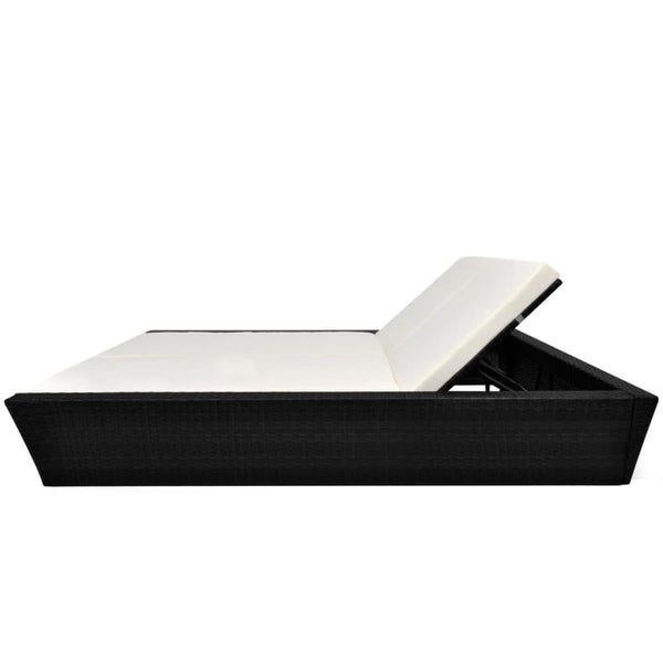 Poly Rattan Outdoor Lounge Bett Schwarz