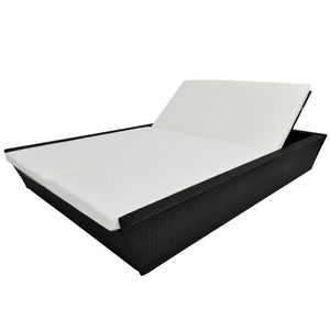 Poly Rattan Outdoor Lounge Bett Schwarz