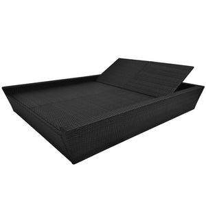 Poly Rattan Outdoor Lounge Bett Schwarz