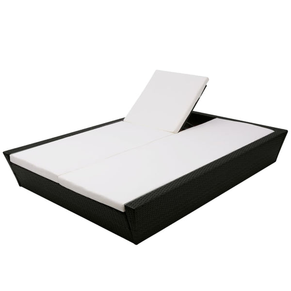 Poly Rattan Outdoor Lounge Bett Schwarz