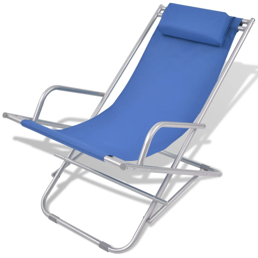 vidaXL Chaises longues 2 pcs Acier Bleu