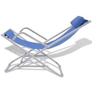 Blaue Stahl Liegestühle, 2er-Set