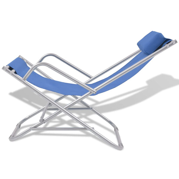 Blaue Stahl Liegestühle, 2er-Set