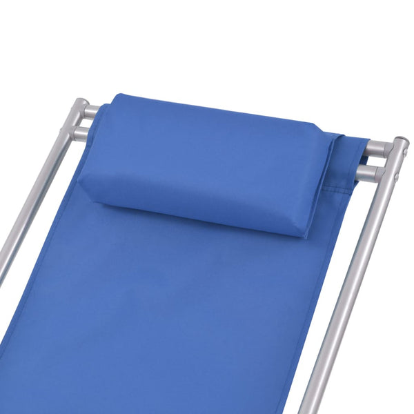 Blaue Stahl Liegestühle, 2er-Set