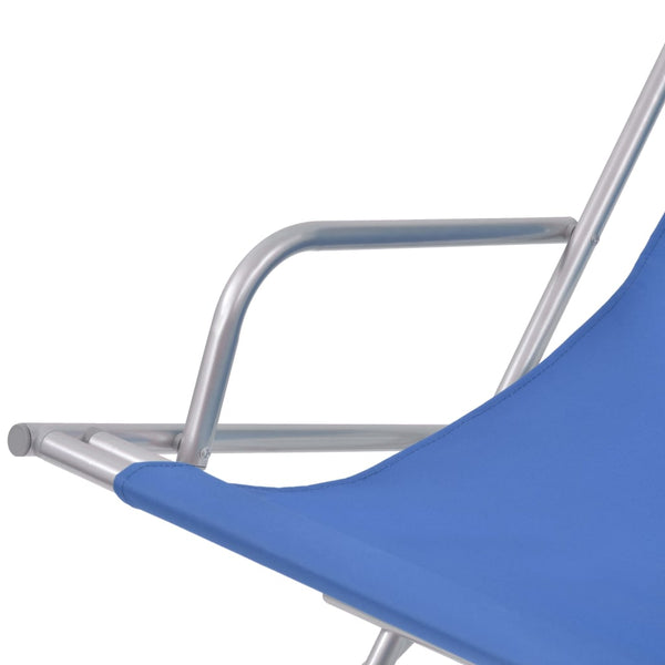 Blaue Stahl Liegestühle, 2er-Set