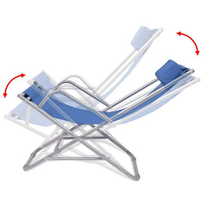 Blaue Stahl Liegestühle, 2er-Set