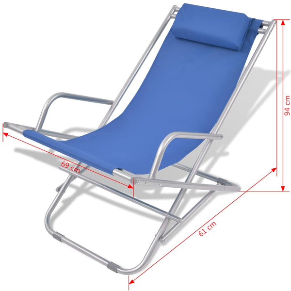 Blaue Stahl Liegestühle, 2er-Set