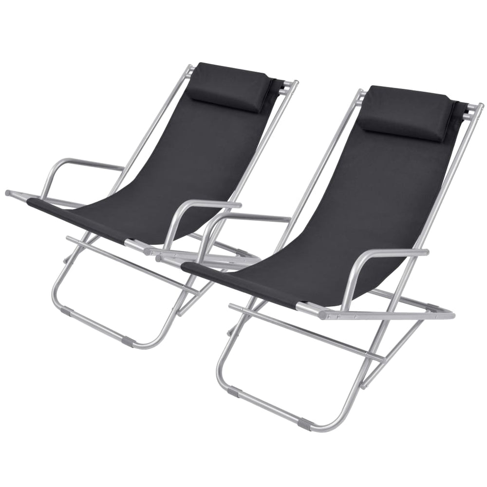 Liegestühle 2er Set, Stahl Schwarz