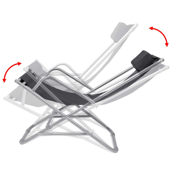 Liegestühle 2er Set, Stahl Schwarz