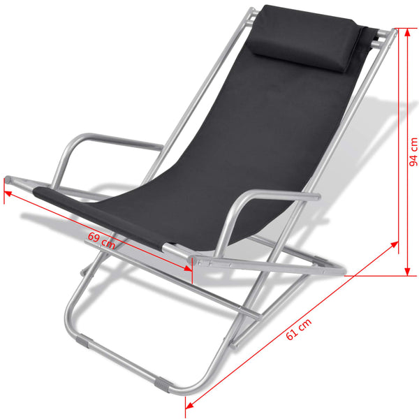 Liegestühle 2er Set, Stahl Schwarz