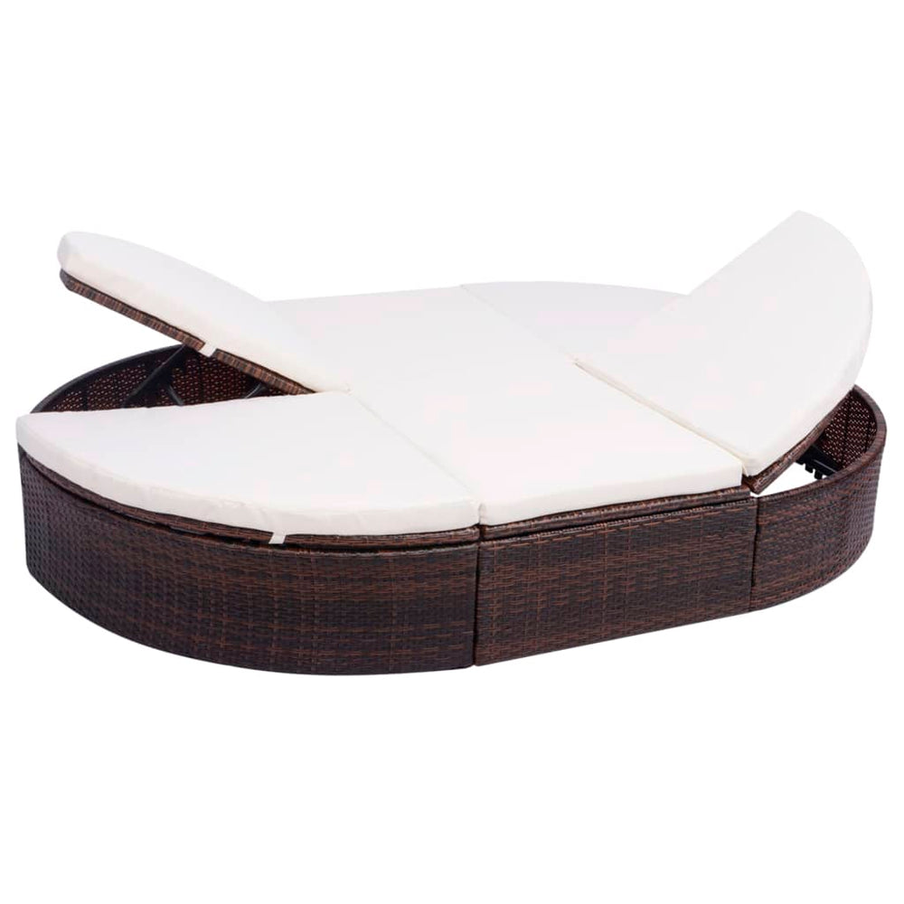 Outdoor-Lounge-Bett Braun mit Kissen