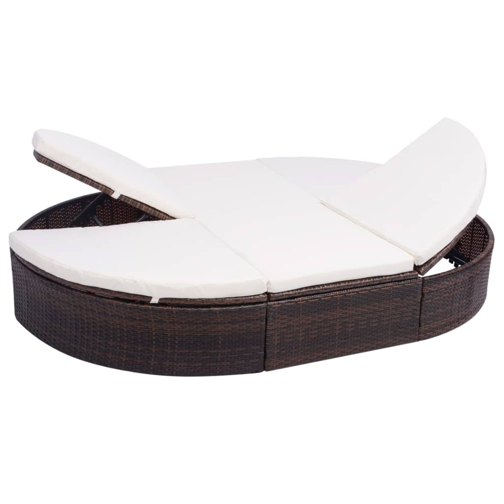 Outdoor-Lounge-Bett Braun mit Kissen