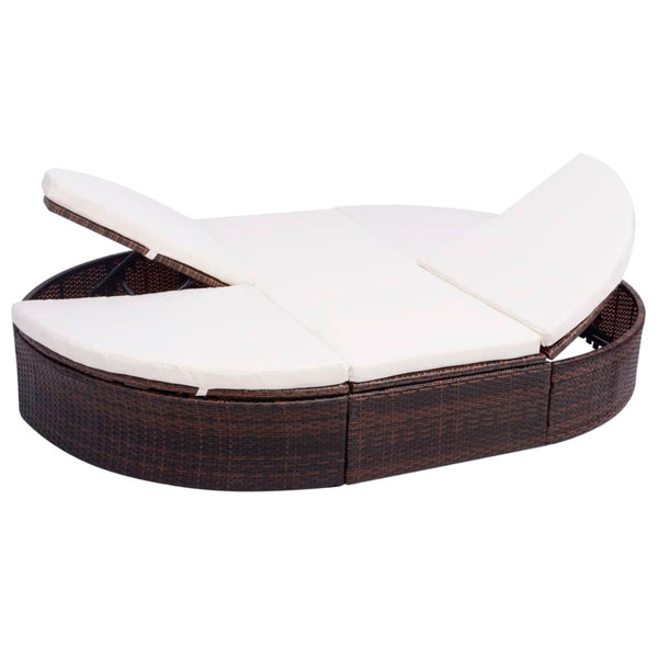 Outdoor-Lounge-Bett Braun mit Kissen