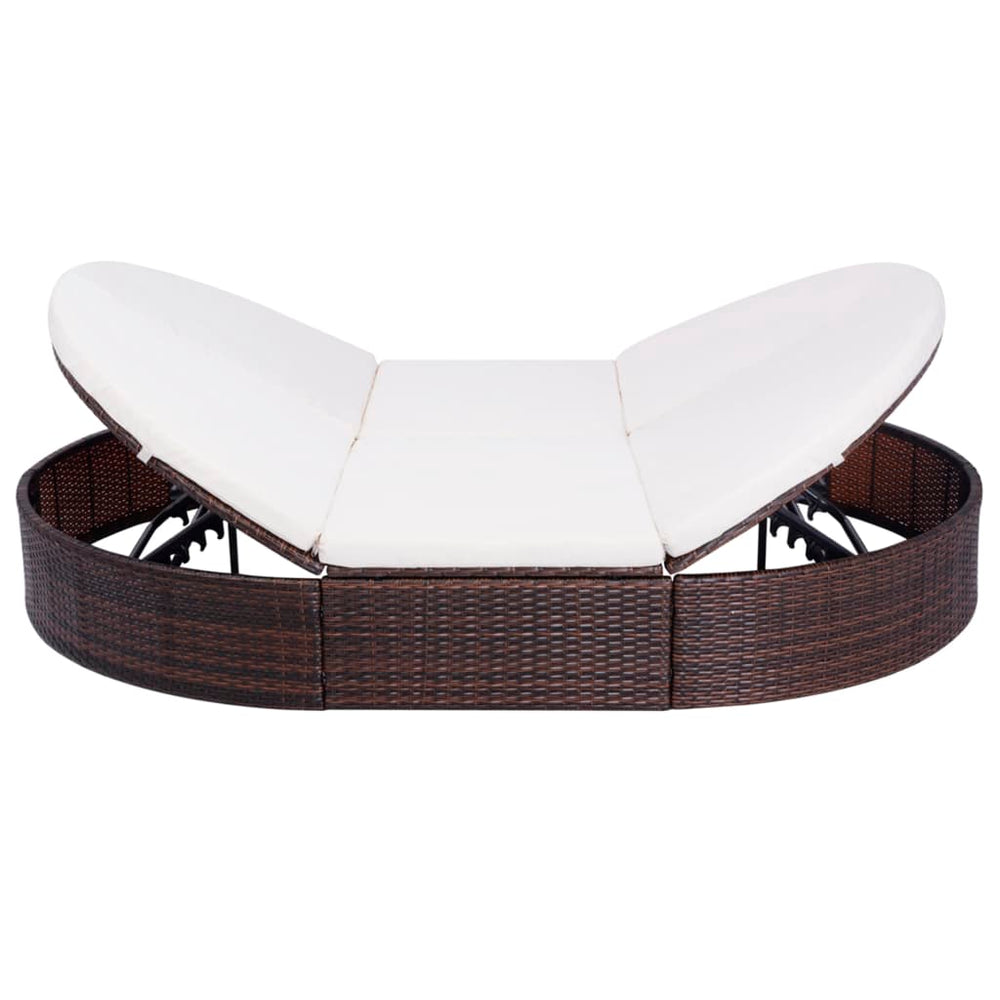 Outdoor-Lounge-Bett Braun mit Kissen