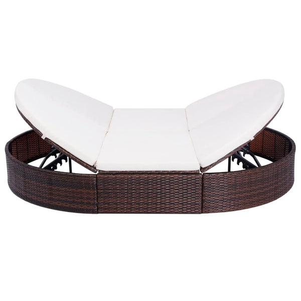Outdoor-Lounge-Bett Braun mit Kissen