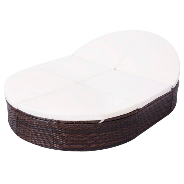 Outdoor-Lounge-Bett Braun mit Kissen