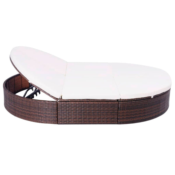 Outdoor-Lounge-Bett Braun mit Kissen