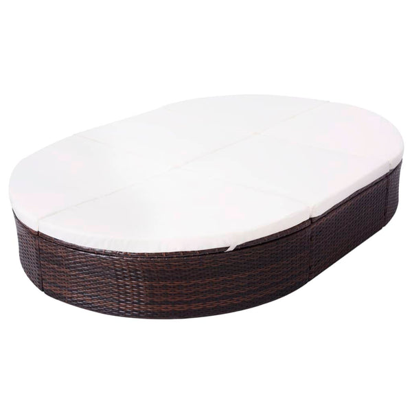 Outdoor-Lounge-Bett Braun mit Kissen