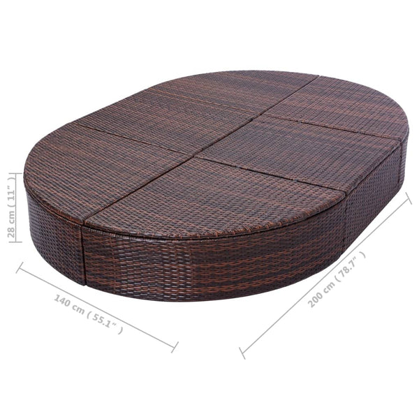 Outdoor-Lounge-Bett Braun mit Kissen