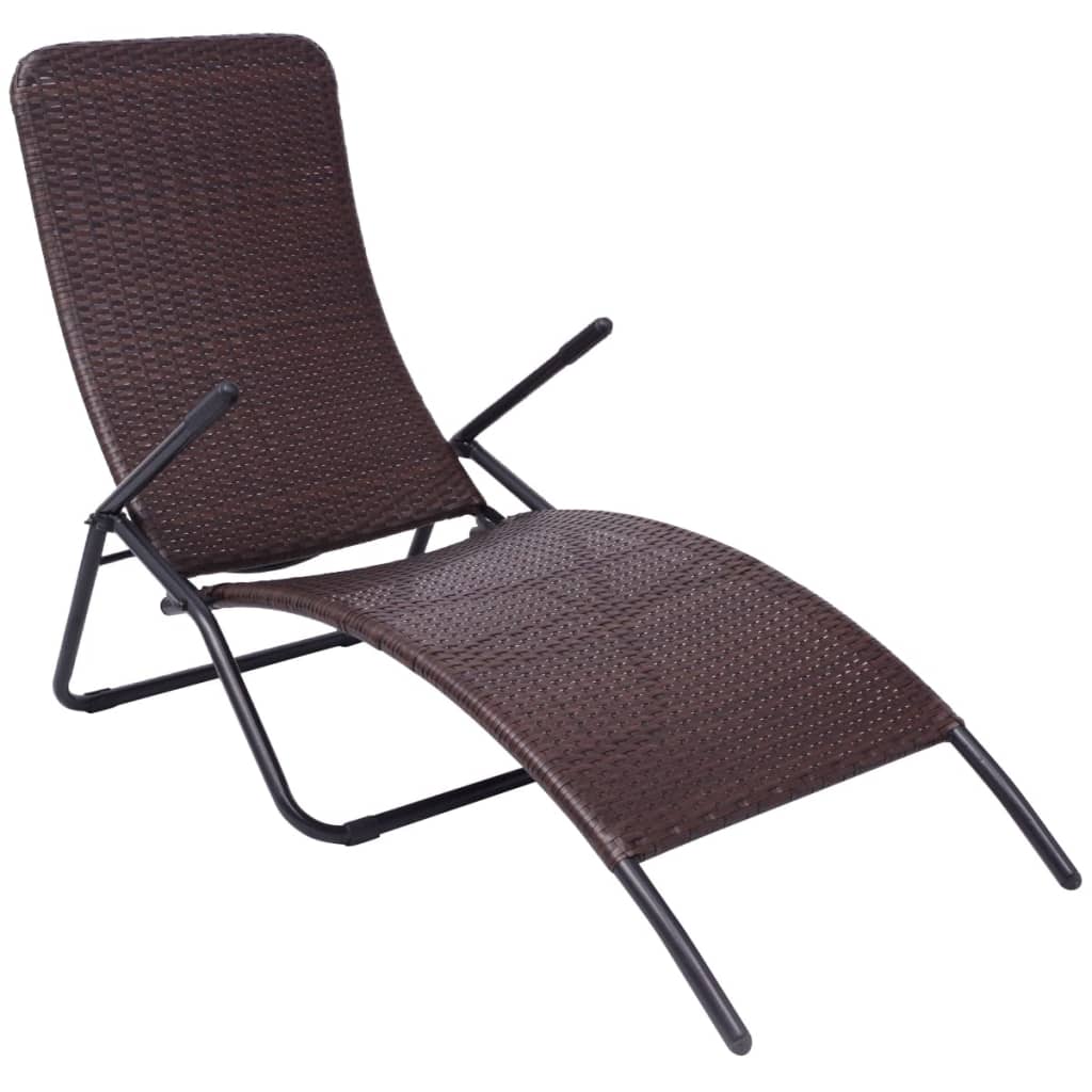 Klappbare Sonnenliege aus Poly Rattan, Braun