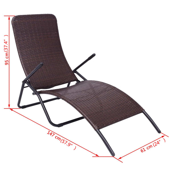 Klappbare Sonnenliege aus Poly Rattan, Braun