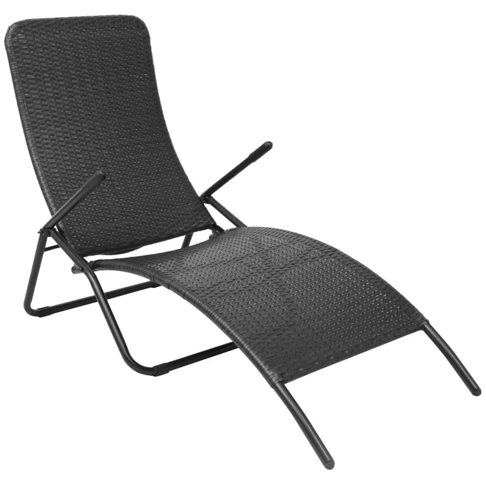 Klappbare Sonnenliege Poly Rattan Schwarz