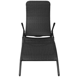 Klappbare Sonnenliege Poly Rattan Schwarz