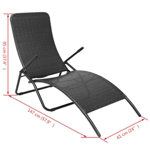 Klappbare Sonnenliege Poly Rattan Schwarz