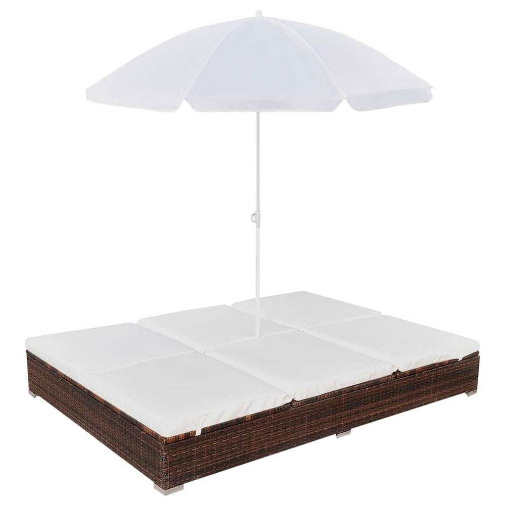 Outdoor-Lounge Liege mit Sonnenschirm