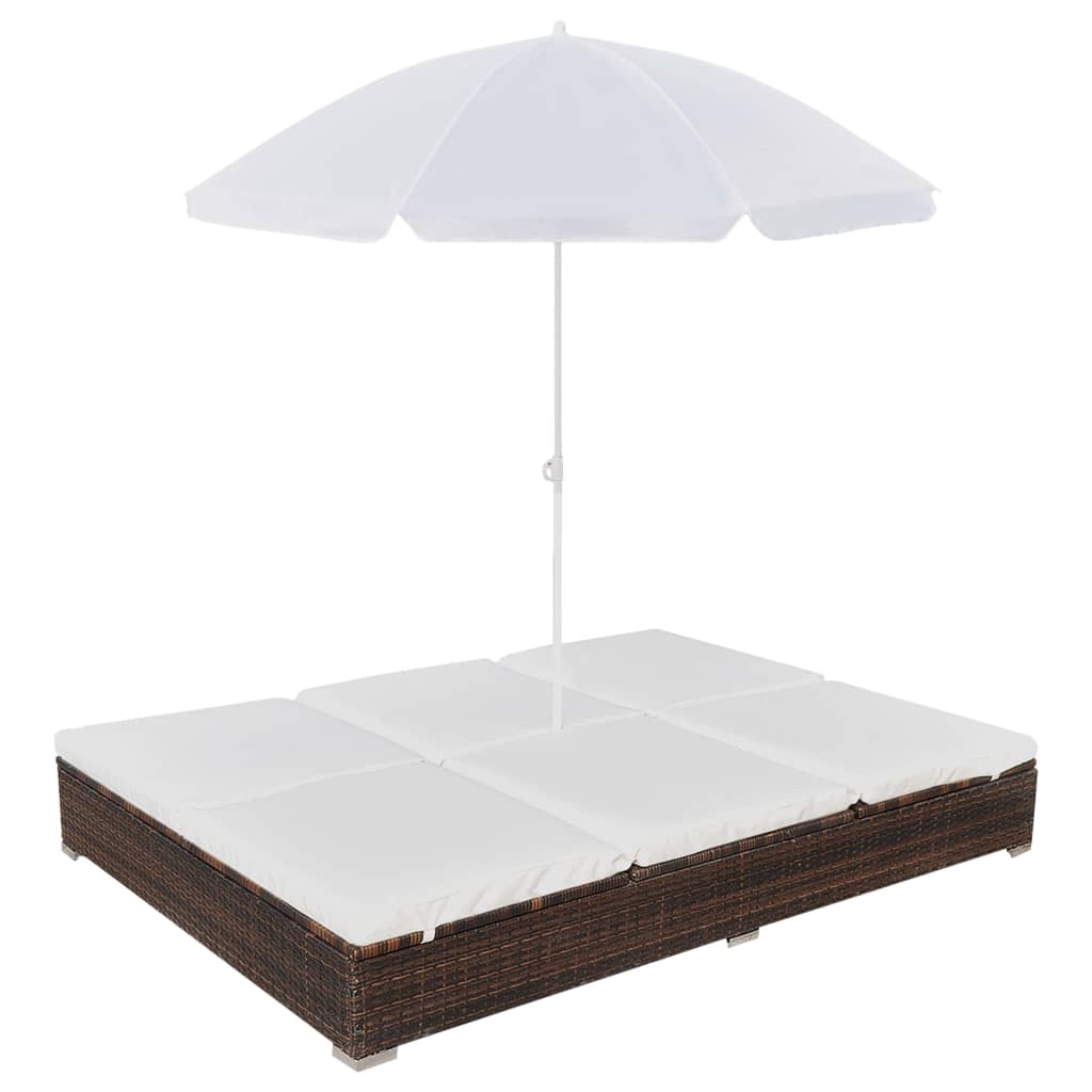 Outdoor-Lounge Liege mit Sonnenschirm