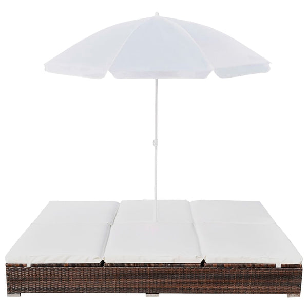 Outdoor-Lounge Liege mit Sonnenschirm