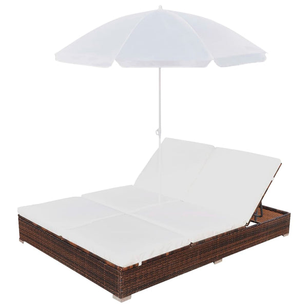 Outdoor-Lounge Liege mit Sonnenschirm