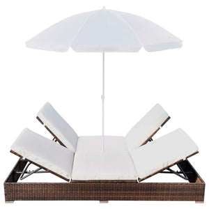 Outdoor-Lounge Liege mit Sonnenschirm
