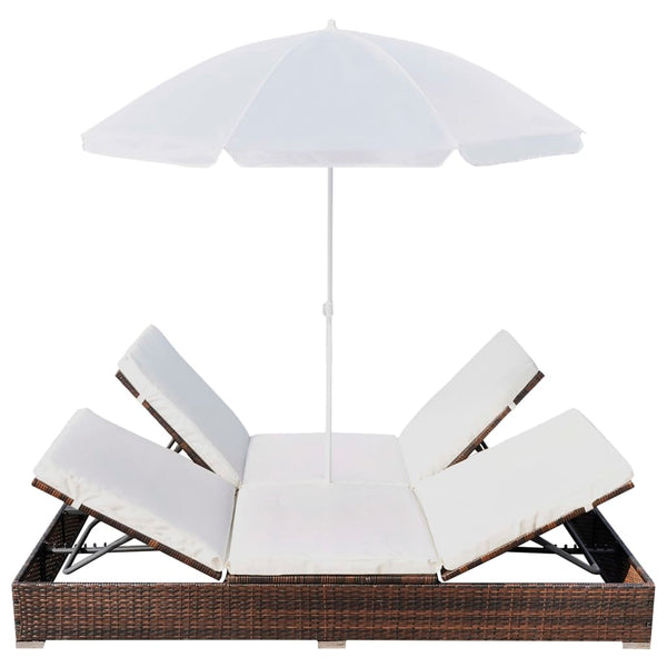 Outdoor-Lounge Liege mit Sonnenschirm