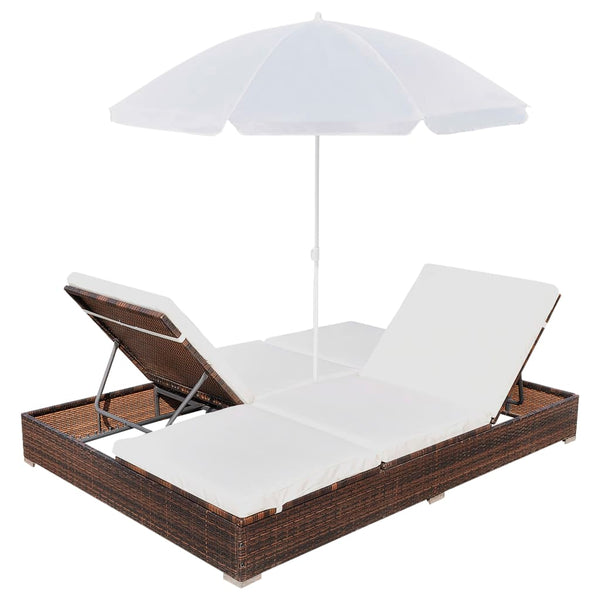 Outdoor-Lounge Liege mit Sonnenschirm