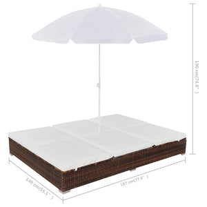 Outdoor-Lounge Liege mit Sonnenschirm